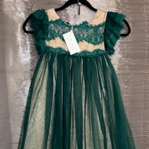 TRISH SCULLY, Size 8, Cream with green overlay - Picture 1 of 4